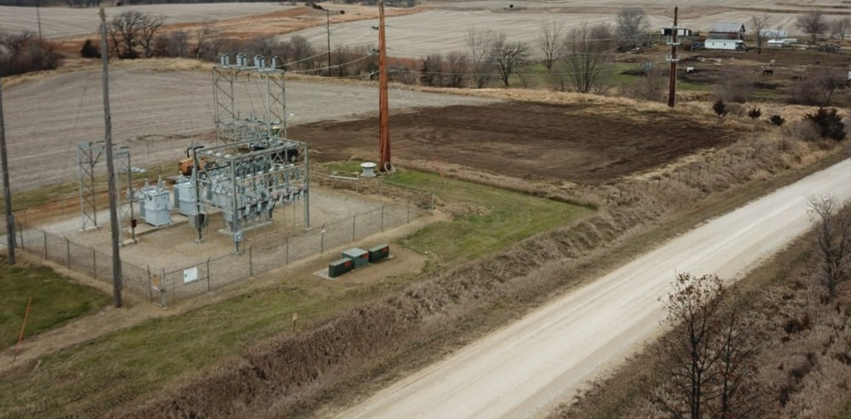 The existing transmission-connected substation at the Eldora site boundary